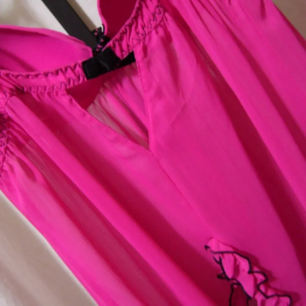 Ambrielle Sexy Hot Pink Black Short Baby Doll Night Gown Size M  NWOT